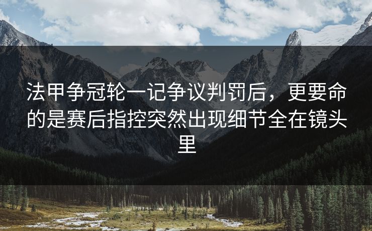 法甲争冠轮一记争议判罚后，更要命的是赛后指控突然出现细节全在镜头里