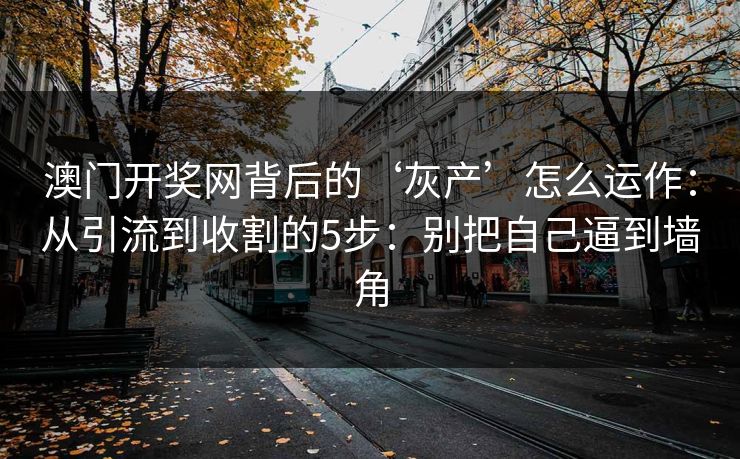 澳门开奖网背后的‘灰产’怎么运作：从引流到收割的5步：别把自己逼到墙角