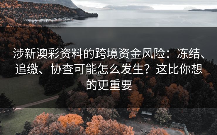 涉新澳彩资料的跨境资金风险：冻结、追缴、协查可能怎么发生？这比你想的更重要