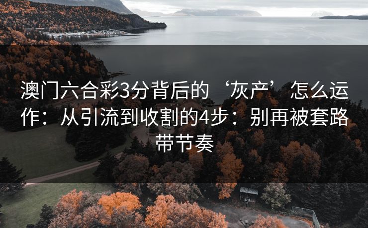 澳门六合彩3分背后的‘灰产’怎么运作：从引流到收割的4步：别再被套路带节奏
