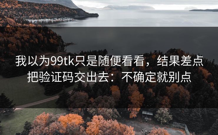 我以为99tk只是随便看看,结果差点把验证码交出去:不确定就别点 我以为99tk只是随便看看,结果差点把验证码交出去:不确定就别点